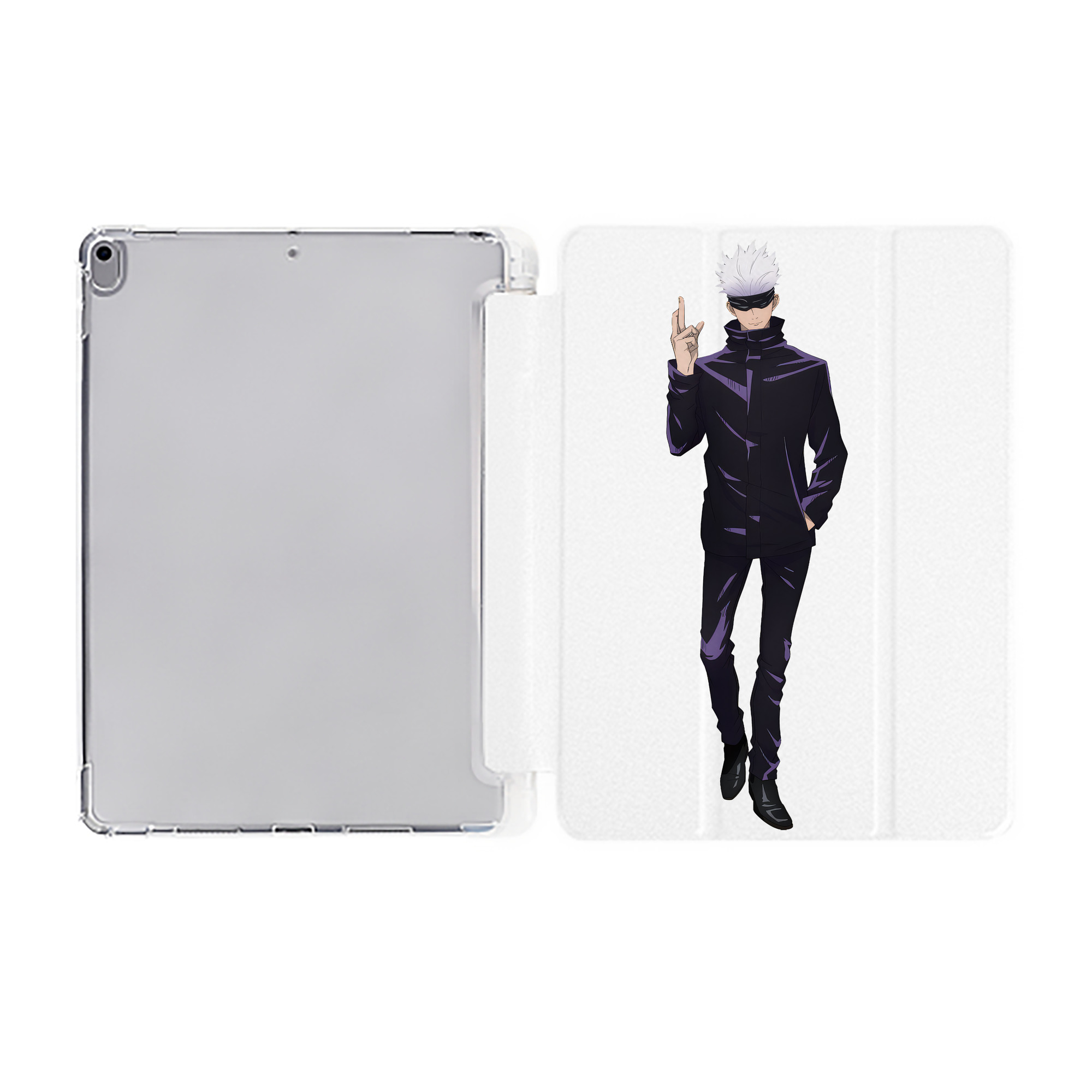 （画像用） 呪術廻戦 Jujutsu Kaisen IPad ケース ペン収納付き 三つ折りスタンド PUレザー×シリコン 対応機種9.5/10.5/10.9インチ